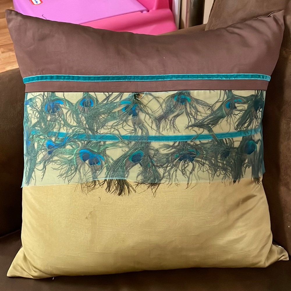 Peacock accent throw pillow